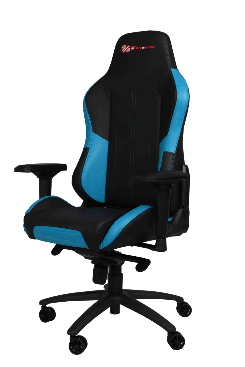 EverRacer Blue & Black Gaming & Executive Office Chair with Lumbar Support