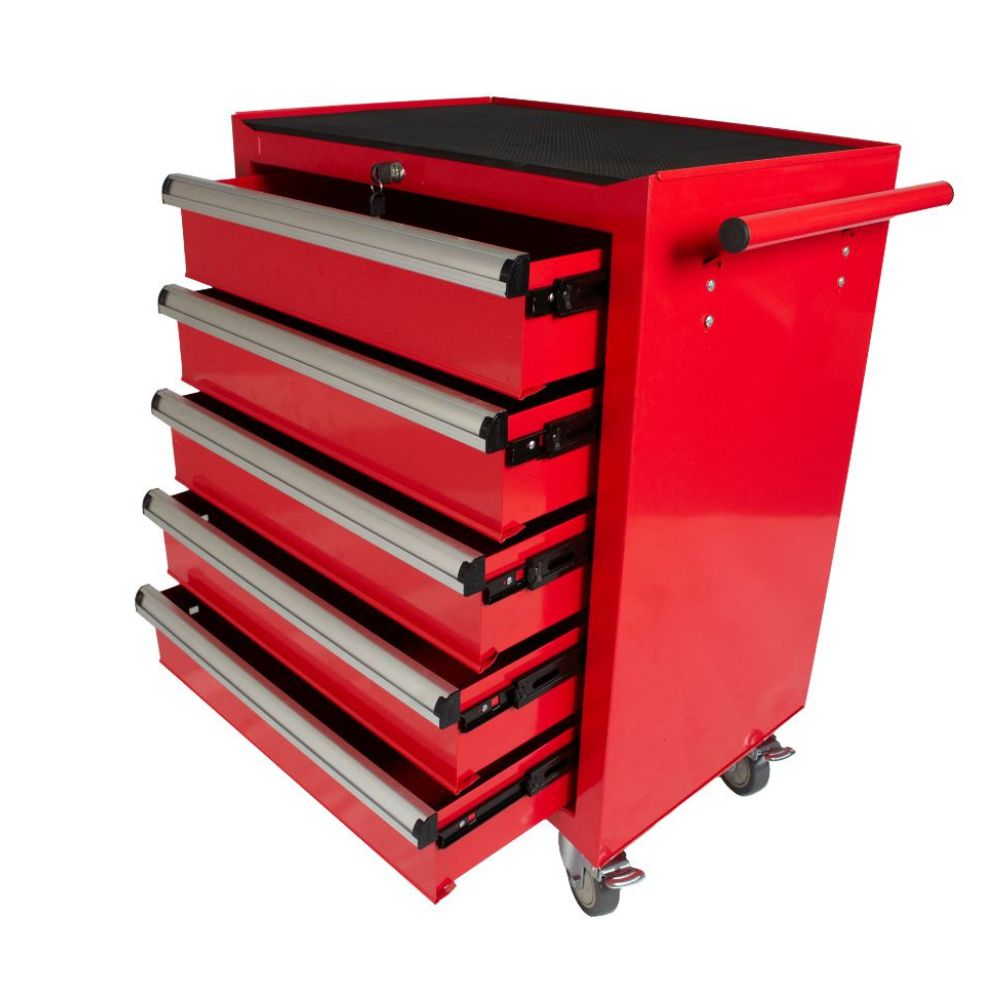 3 tier steel cart with double drawer lockable trolly.